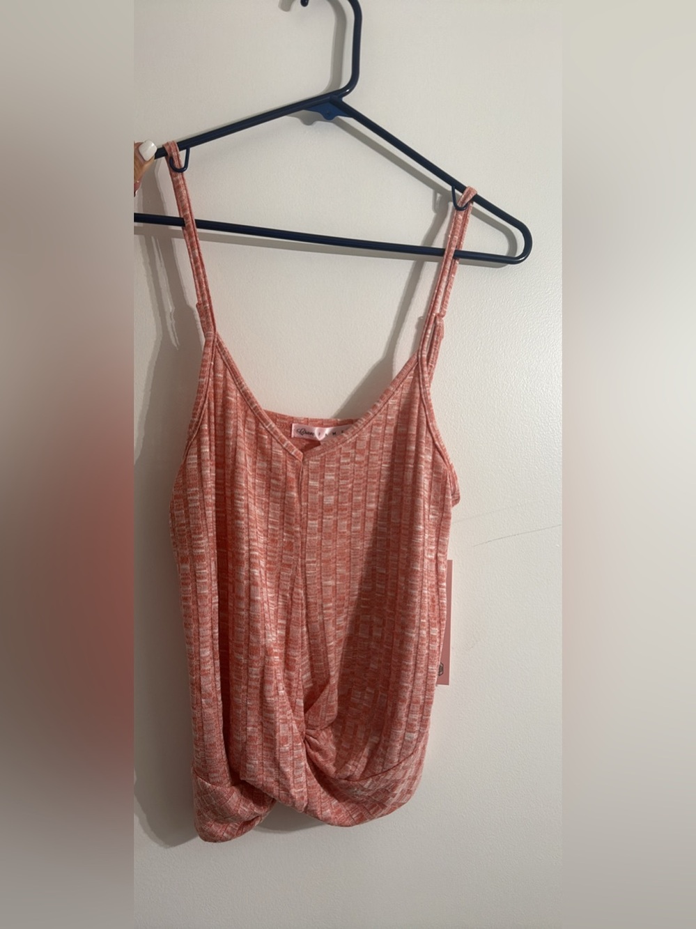 Twist-Hem Ribbed Camisole Tank - Coral Heather